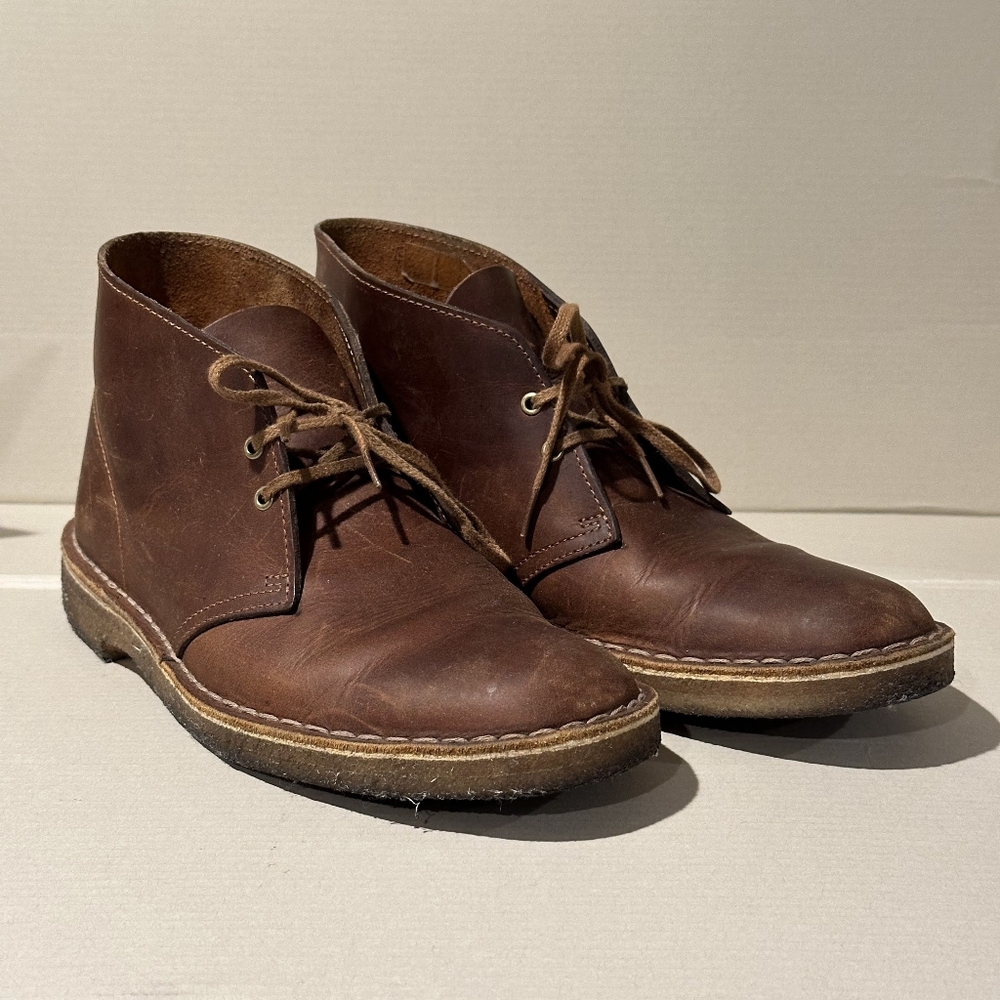 Clarks Desert Boot Lace Up Brown Leather Men's 8